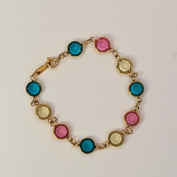 SWAROVSKI MULTICOLORED CRYTALS GOLD TONE BRACELET - Picture 6 of 9